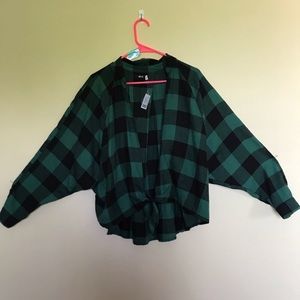 Urban Outfitters plaid tie front top